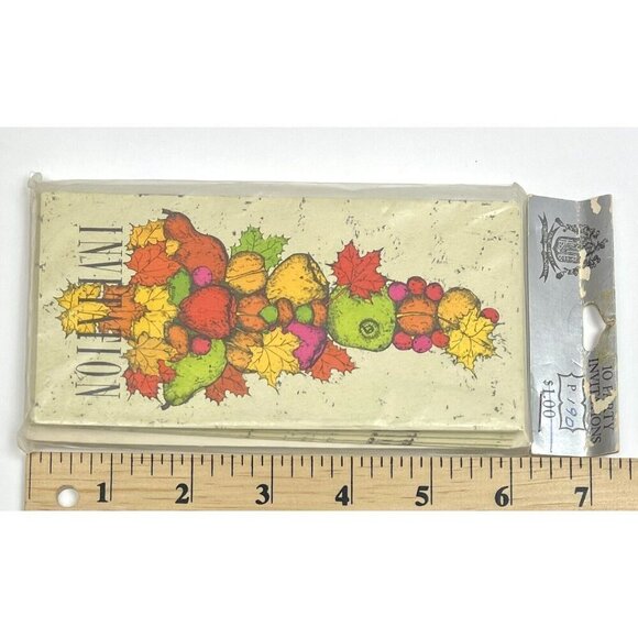 VTG 1970s 10pk LILAC HEDGES Fall Party INVITATIONS Fruit Leaves Pears NIP NEW - Picture 4 of 4